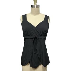 Vtg Y2K Babydoll Stretch Tank Cami Top XL Black Witchy Whimsigoth Mystical XL